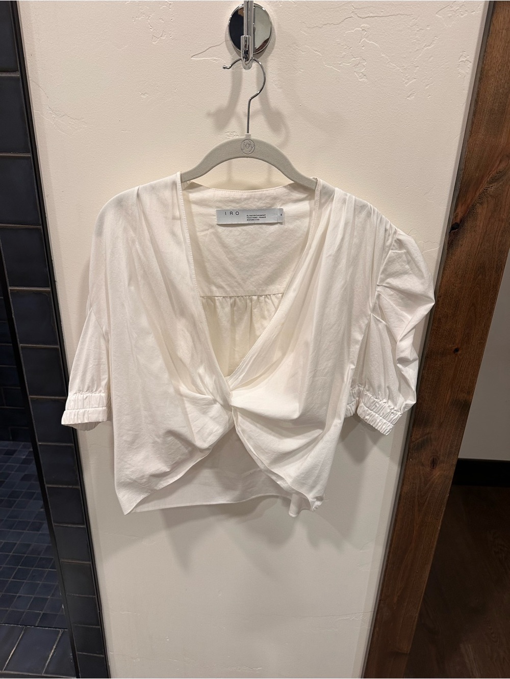 IRO Paris Mohana Puff-Sleeve Cropped Blouse Top